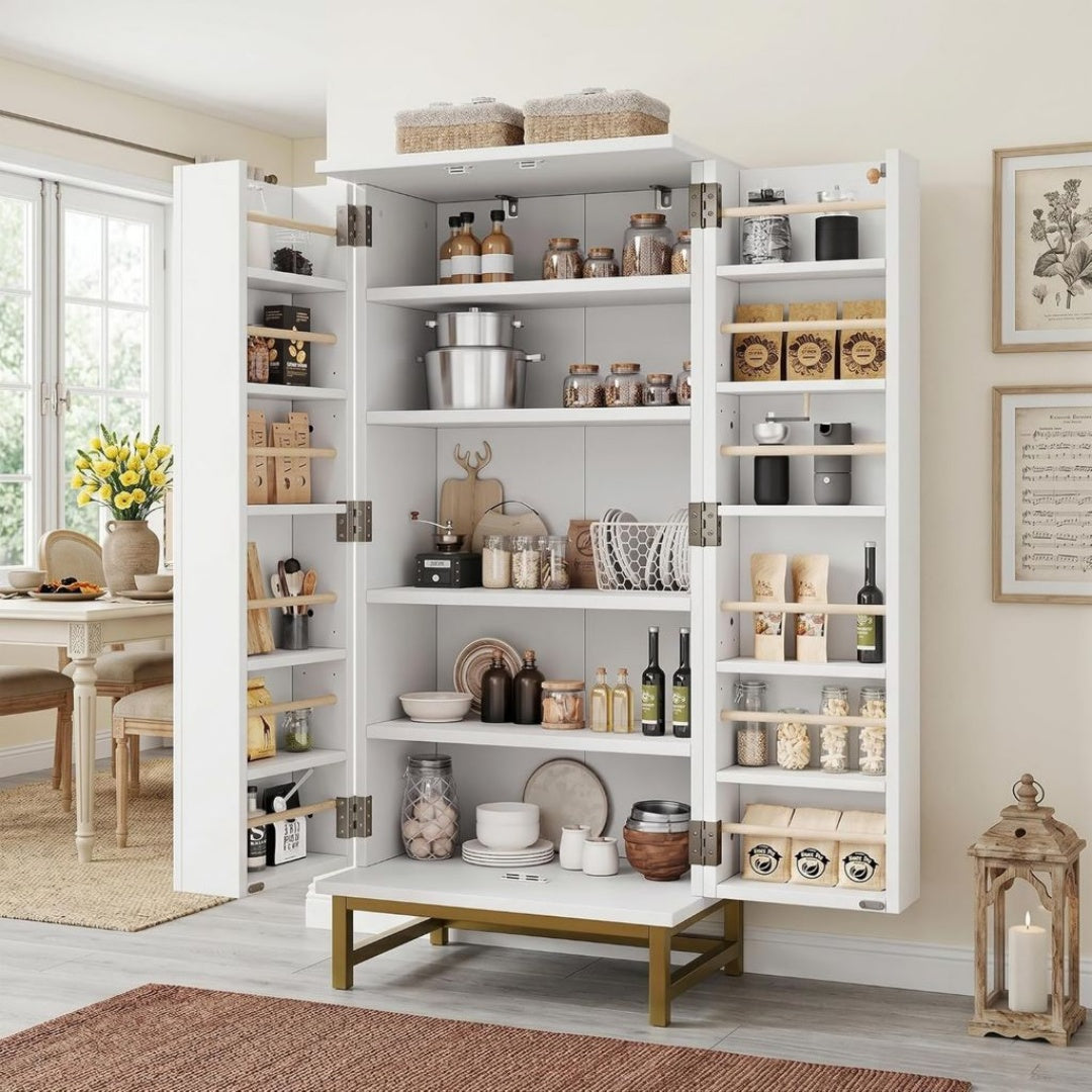 Porte: Dimensions compactes avec grand espace de rangement, Finition Blanc