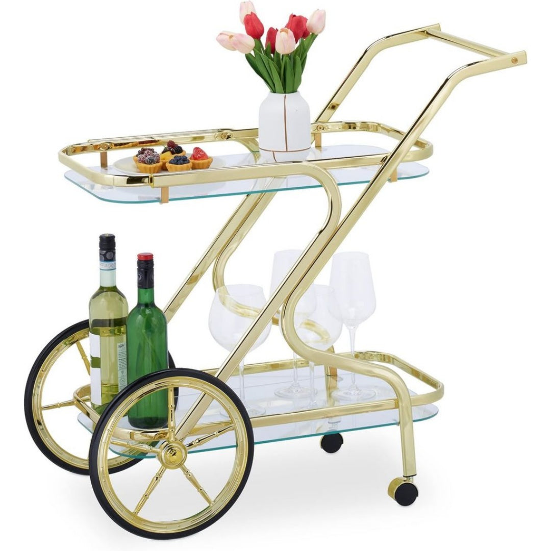 Table d'Appoint en Metal, Finition Marron Cafe