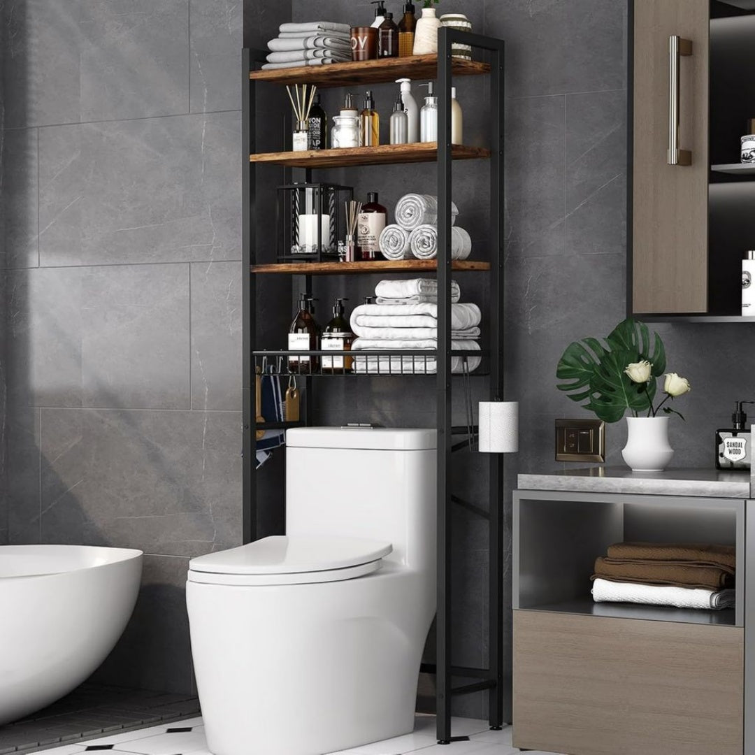 etagere de Salle de Bain en Panneau de Particules de Couleur Noir