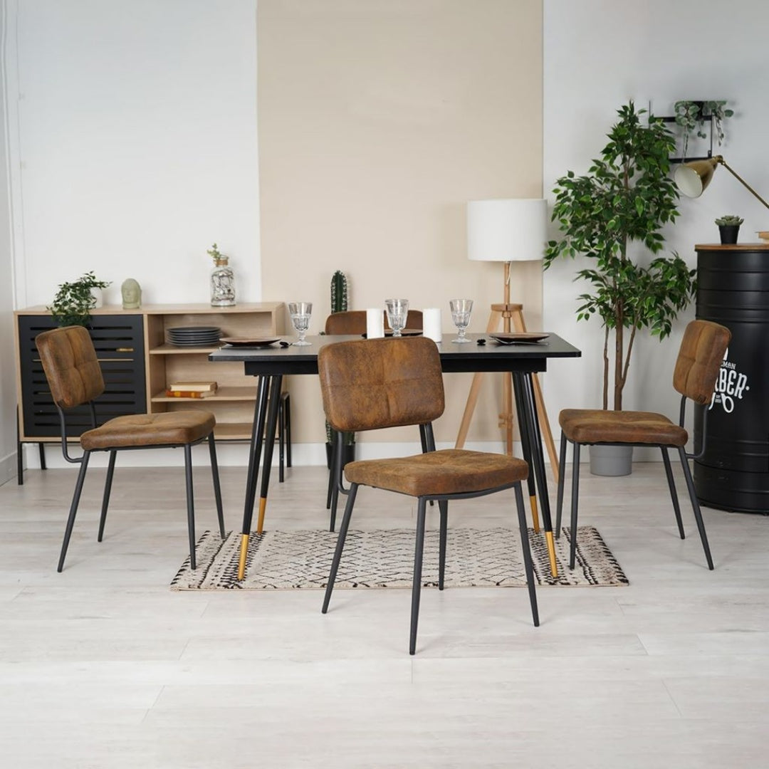 Table: Table extensible elegante - De 120 a 160 cm pour accueillir jusqu'a 6 convives, Finition Noir